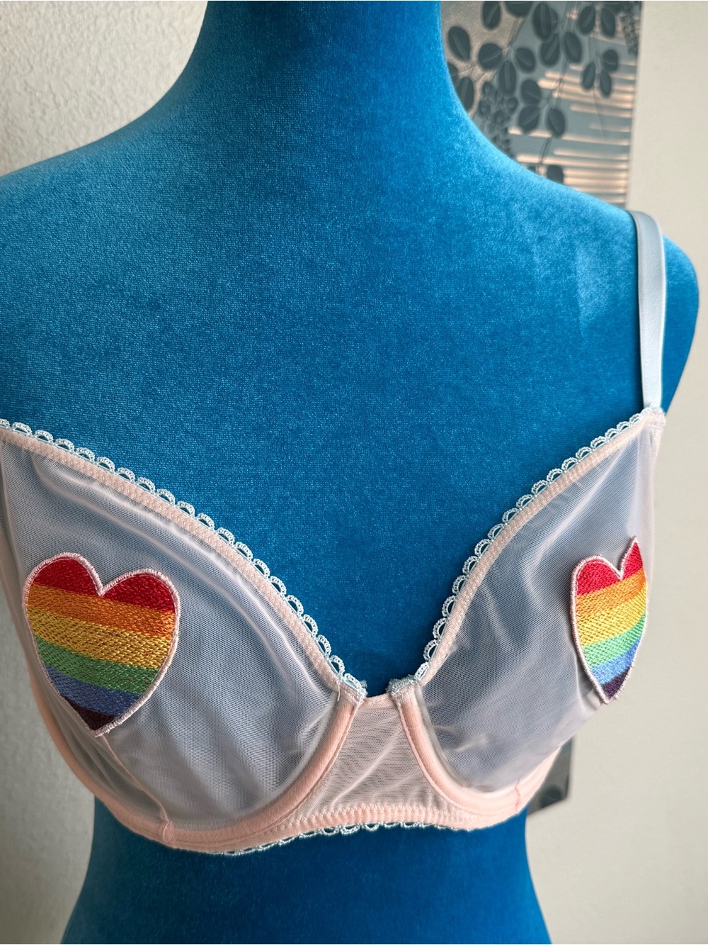 Adore Me Sheer Rainbow Heart Underwire Bra - Pink